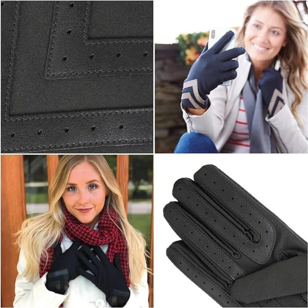Women's Spandex Gloves Warm Fleece Lining Touchscreen Cold Weather Accessories